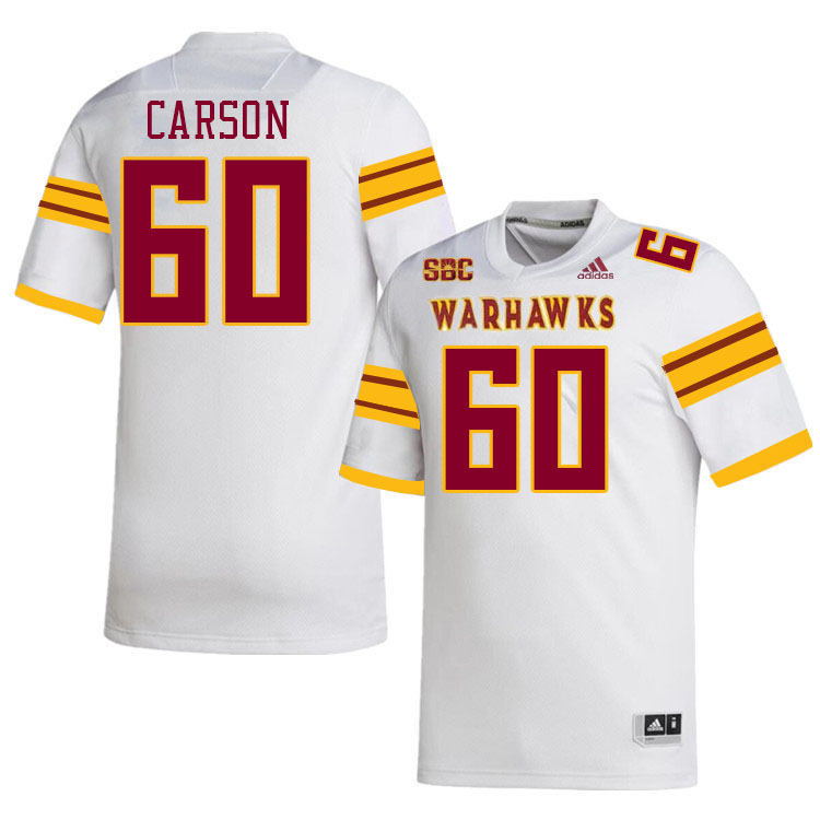 #60 Sam Carson Louisiana-Monroe Warhawks College Football Jerseys Stitched-White